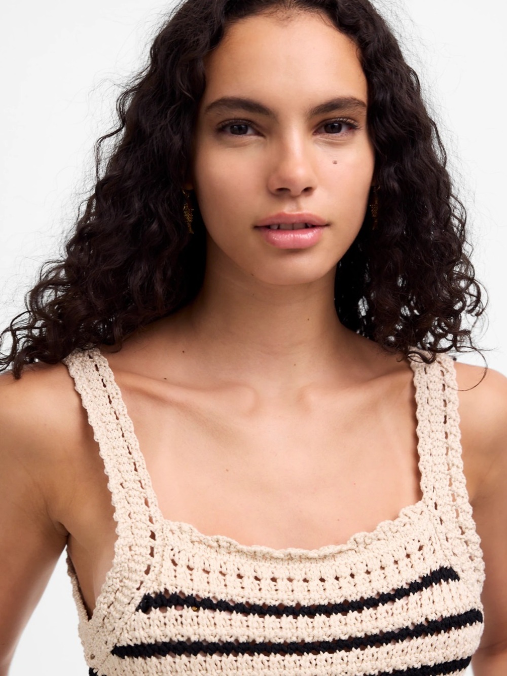 MADEWELL Sweater Tank Size M Crochet-Stitch Cotton Black Tan Cottagecore BOHO 🆕 - Picture 13 of 15